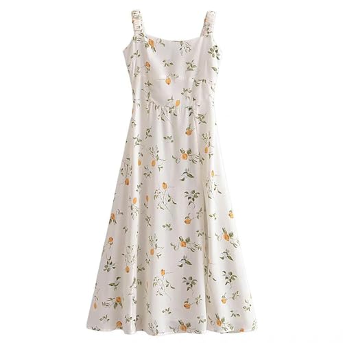 Frühling/Sommer Europäisches und modisches Sling-Kleid mit Zitronen-Print für Damen-Multi-L