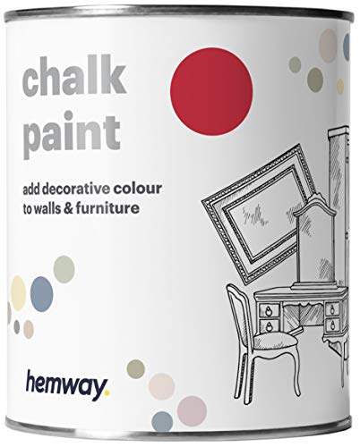 Hemway Pintura de tiza roja caramelo con acabado mate para pared y muebles, 1 l / 34 onzas Shabby Chic Vintage Chalky (50+ colores disponibles)