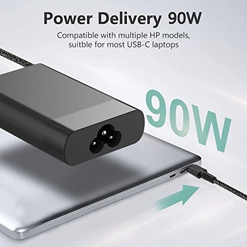 New Slim HP 90W 65W USB C Charger?Fit Hp Spectre X360,EliteBook 1040 G4,Chromebook Fast Charging Type C Travel Laptop Power Adapter