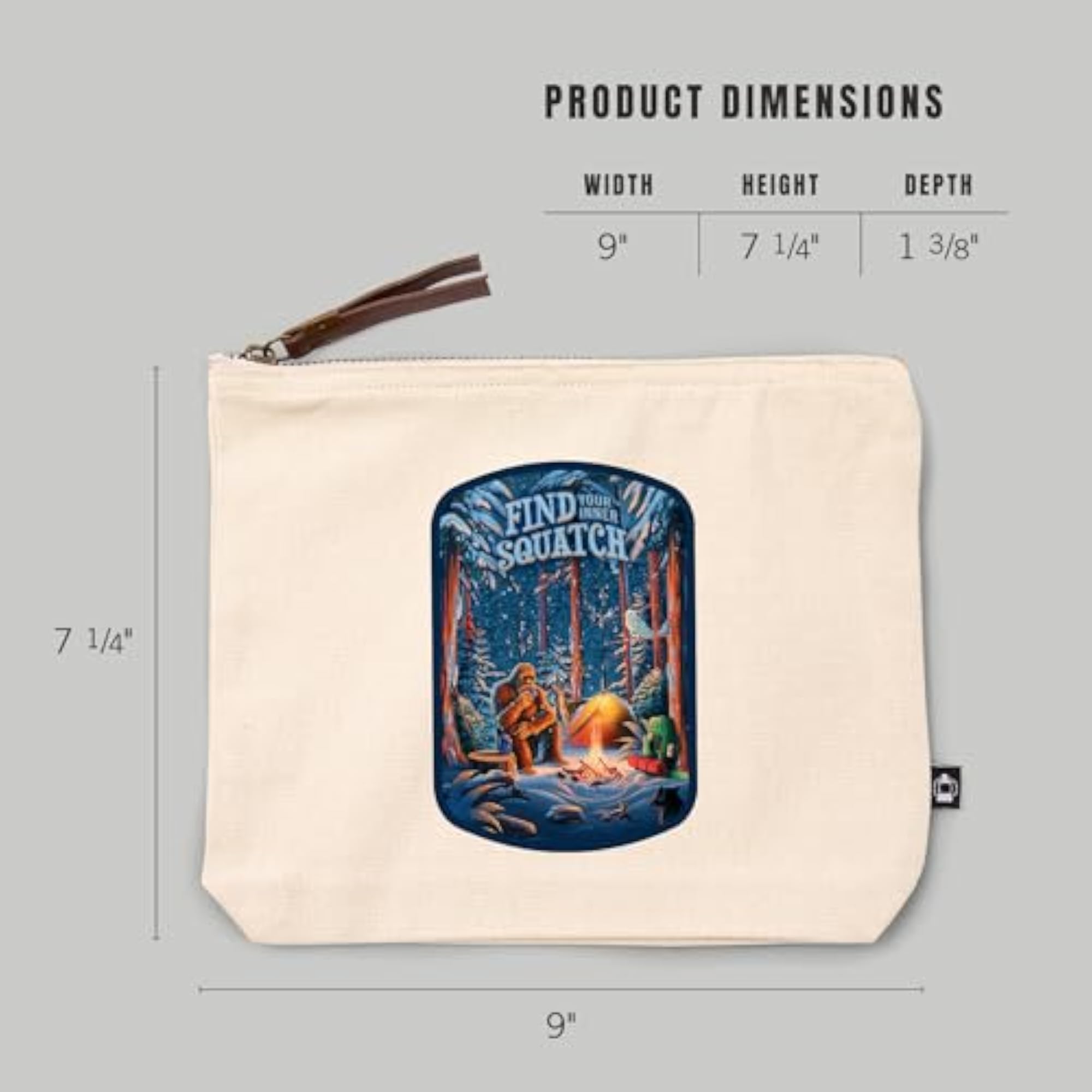 Cotton Zipper Pouch, Travel Accessory, Find Your Inner Squatch Design
