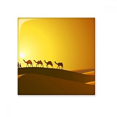 Sunset All The Way to The Silk Road Camel Desert Ceramic Tile Glossy Decal Glazed Brick Adorn Stone