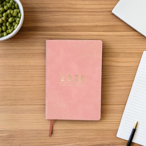 KALLORY Agenda 2026 Rose Vue Mensuelle, Coins Arrondis, Papier Pu, Planificateur Scolaire Maison de Janvier à Décembre – vue 4