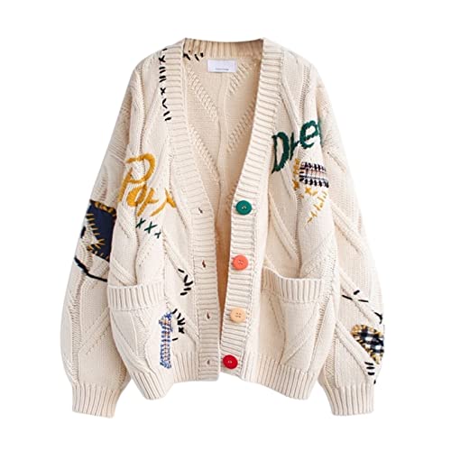 Sweaters for Women Cartoon Cute Loose Knit Cardigan Female Japanese College Style Sweater Coat