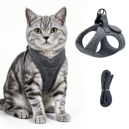 Image of HEYWEAN Cat Harness and Leash - Ultra Light Escape Proof Kitten Collar Cat Walking Jacket with Running Cushioning Soft and Comfortable Suitable for Puppies Rabbits