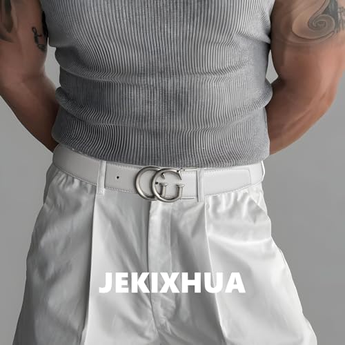 Image of Mens Microfiber Synthetic Leather Belt for Men - Adjustable Strap with Gold Buckle, Belt for Business & Casual