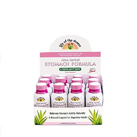 Lily of the Desert Stomach Formula Shot, 12-Pack – Organic Aloe Vera Juice with FOS Prebiotic and a Proprietary Herbal Blend, 2 Oz Ea Cover