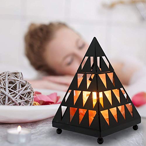 Himalayan Glow Pyramid Style Crystal Salt Night Light With Pink Salt Chunks,Salt Lamp Bulb,(Etl Certified) Dimmer Switch,Unique Lightening Ambience - 2 Extra Bulbs #TOP1