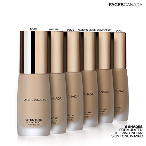 Faces Canada Hd Runway Ready Foundation, Red Orange Extract & Gold Particles, High Coverage, Oil-Free, Flawless Radiance, Vegan & Cruelty Free, Paraben Free, Sand 04 (Beige), 1.01 Fl Oz #TOP4