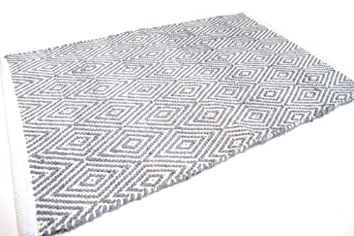 Casa Service DORA Tapis en coton antidérapant Jaquard, lavable, pour salle de bain et cuisine (50 x 80 cm, gris)