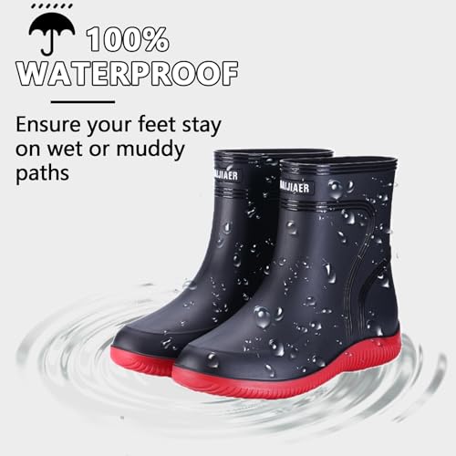 Men Wellington Boots Outdoor Garden Waterproof Ankle Rain Shoes2