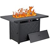 EROMMY Propane Fire Pit Table, 43' Rectangular Auto-Ignition Outdoor Gas Fire Pit, 50000 BTU Gas...