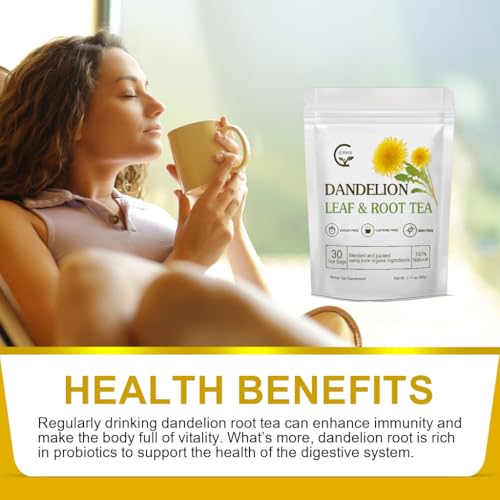 GORNVB Organic Dandelion Leaf & Root Tea, Supports Kidney Function and Healthy Digestion, Caffeine Free, 30 Tea Bags