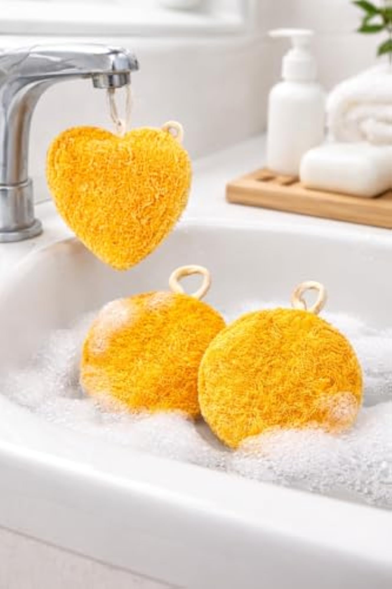 Natural Loofah Scrub Combo Pack of 3, Eco-Friendly Exfoliating Sponge