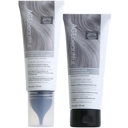 AGE beautiful Brightening Wash Shampoo & Hydrating Mask | For Wiry, Coarse Silver or Gray Hair |...