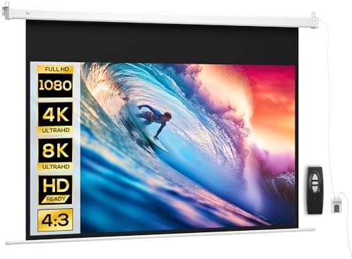 HOMCOM Pantalla de proyector motorizada eléctrica de 84 pulgadas y formato 4K HD 16:9 con mando a distancia, para el hogar, cine, oficina, hogar, exteriores, 212x8x150 cm, blanco