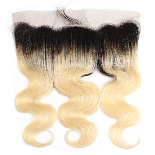 Suttie 1B 613 Ombre Black Platinum Blonde Body Wave Human hair Pre Plucked 13x4 Frontal Lace Real Hair Frontal with Baby Hair B6JFL16