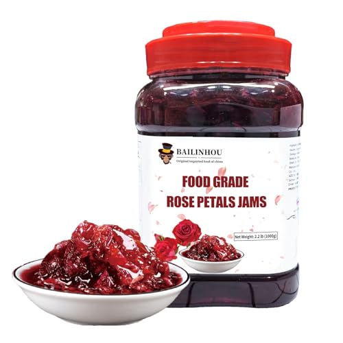 BAILINHOU rose syrup jam 35oz/1kg, food grade rose petal jams, jellies & preserves flavoring edible rose water