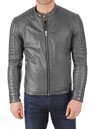Men's Leather Jacket Bomber Lambskin Biker Genuine Real Brown Motorcycle For Men