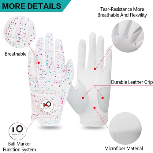 FINGER TEN Golf Gloves Men Left Hand for Right Handed Golfer Resistant Grip Weathersof Value 2 Pack - Image 2