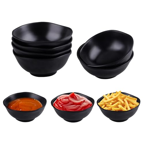 wocpvm 6 Pezzi Ciotole Colazione Piccola Ciotole Cucina Plastica Riutilizzabile e Leggera Bowl Colazione Piccola per Zuppa Cereali Riso Salsa, per Adulti e Bambini (Nero)