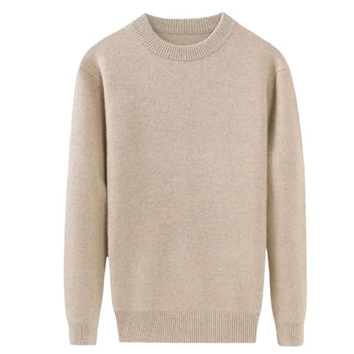 Vsadsau Men Crew Neck Wool Sweater Casual Knit Pullovers Sweater Thick Solid Warm Long Sleeve Jumpers