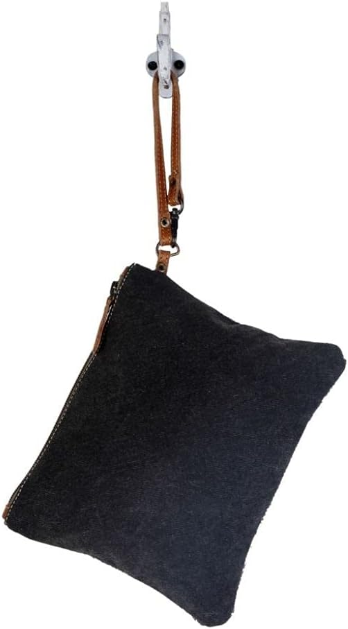 Myra Bag Hope Pouch - 9.5x8 Western Travel Makeup Bag, Organizer with Canvas and Leather Wrist Strap, Small Travel Toiletry Bag for Women, Compact Cosmetics Case, Cute Skincare Pouch, Boho Gift