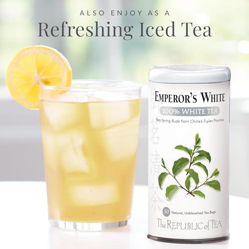 Image of The Republic of Tea - Emperor's 100% White Tea, Zero Calorie, Sugar-Free, Carb-Free, 50 Tea Bag Tin (Pack of 3)