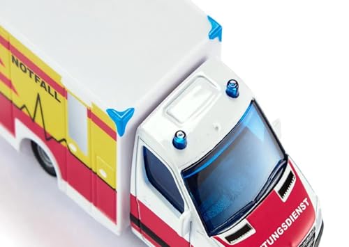 siku 1536, Rettungswagen, Metall/Kunststoff, Rot/Gelb/Weiß, Vielseitig einsetzbar, Spielzeugfahrzeug für Kinder