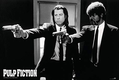 Close Up Póster Pulp Fiction Guns/Pistolas (91,5cm x 61cm) + 2 Marcos Negros para póster con suspención