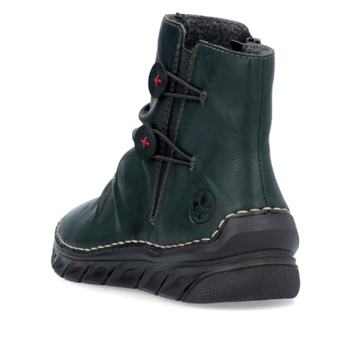 Rieker Damen Klassische Stiefeletten 55052, Frauen Stiefeletten,reißverschluss,gerafft,Boots,Stiefel,Bootee,Booties,grün (54),38 EU / 5 UK
