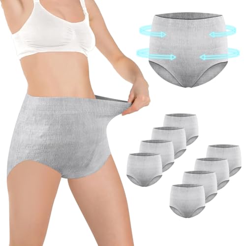 ACWOO Ropa Interior Posparto de Cintura Alta Desechable para Cesárea, 9 PCS Braguitas Embarazada sin Costura, Calzón Postparto Cesárea, Súper Elástico, Transpirable, Absorbente
