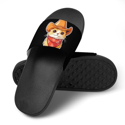 Meowdy Cowboys Cat Shower Slippers for Women Men Casual Non-Slip Slide Sandals Beach Bathroom Shoes4