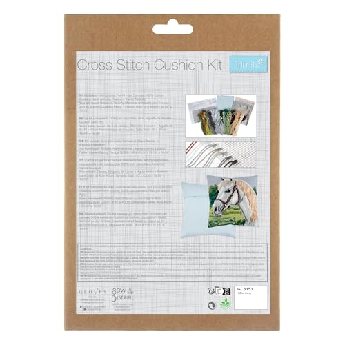 Trimits Cross Stitch Cushion Kit, Cushion Back Included, Pre Printed Canvas - Image 3