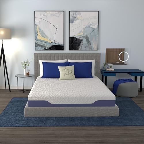 Image of Vibe Supreme Cooling Hybrid Mattress, Innerspring and Gel Memory Foam Mattress, Fiberglass Free, 10-Inch Bed in a Box, Queen