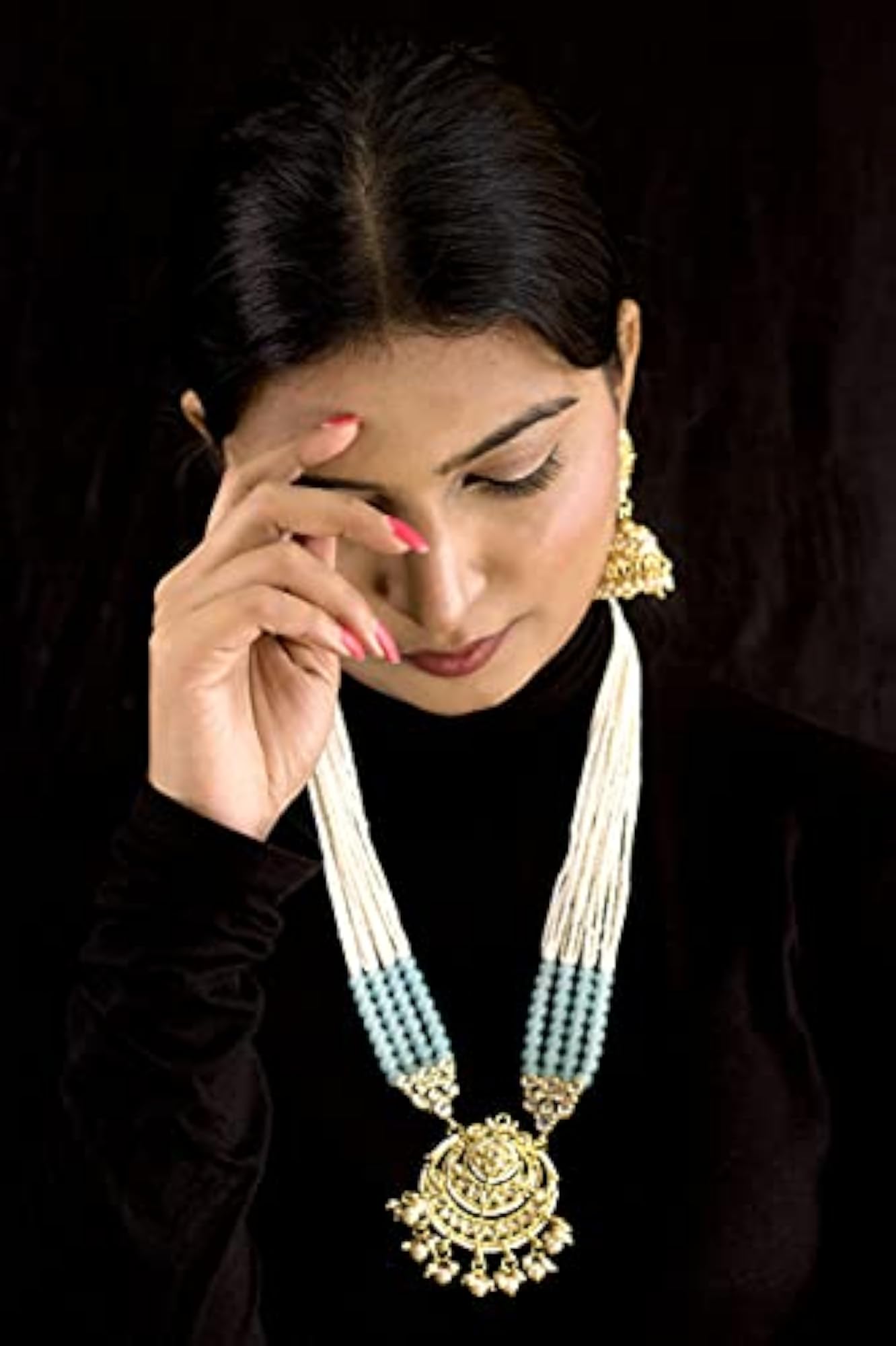 Ethnic Silver Oxidised Choker Necklace and Earrings Set