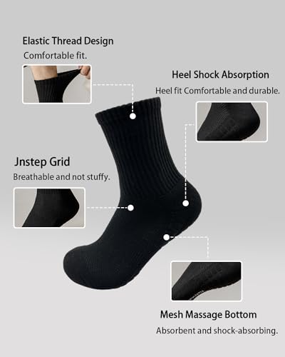 Men Cushion Crew Socks 6 Pairs Ankle Athletic Running Socks Cotton Breathable Sport Wicking Work House Socks 6-122