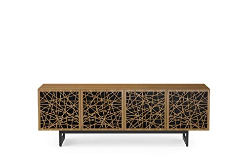 BDI Furniture Elements Quad Cabinet Ricochet Doors, Media Base, Walnut Finish