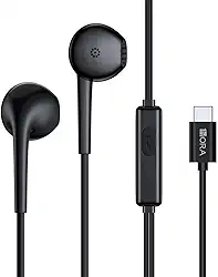 Fone Ouvido Intra-Auricular Com Fio Aut124 Deep Bass Cabo 1.2M Resistente Conector Usb Tipo C Ampla compatibilidade Microfone In-Line Chamadas Preto MPOWER