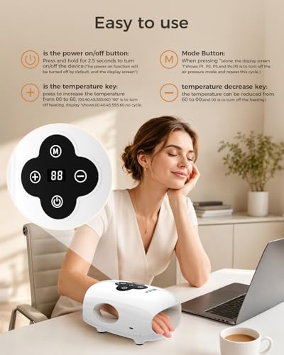 Miula Cordless Hand Massager with Compression Soothing Heating Adjustable Modes for Daily - image 5