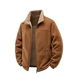 [Inkpoo] コート メンズ 長袖 秋冬服 パーカー ジャケット ブルゾン 裏起毛 ハイネック 厚手 暖かい 防風 防寒 ビジネス カジュアル カーディガン シンプルコーデ オフィス デート 普段着 Brown 2XL