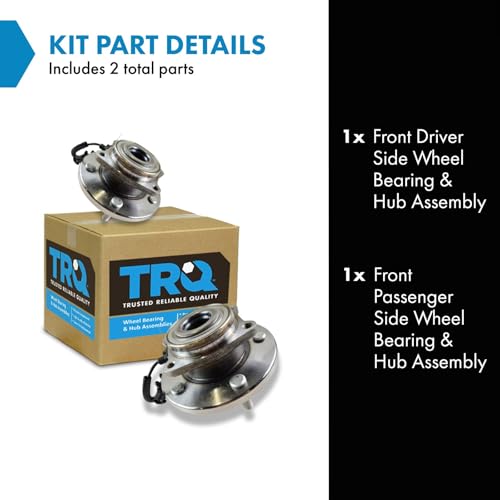Image of TRQ Front Driver and Passenger Side Wheel Bearing and Hub Assembly Set 2 Piece Compatible with 08-16 Chrysler Town and Country 08-20 Dodge Grand Caravan 12-15 Ram Cargo Van 09-14 Volkswagen Routan