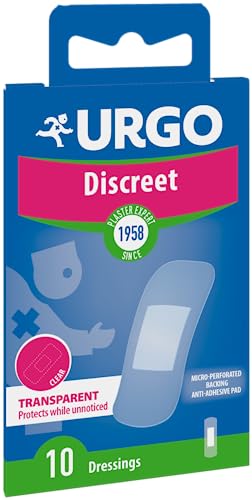 Urgo - PIASTRA DISCRETA - Cerotti singoli trasparenti per proteggere le ferite superficiali - 1 misura - 10 cerotti