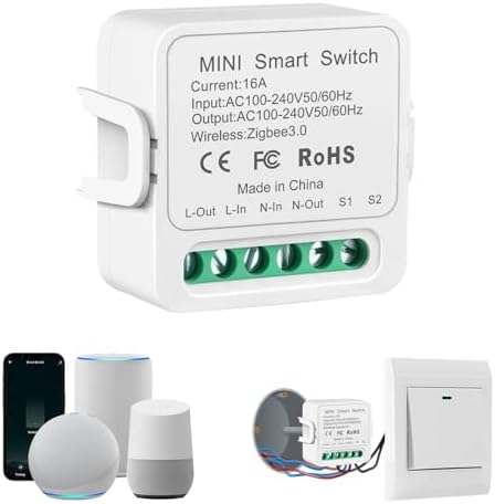 Zigbee Schalter, Zigbee 3.0 Smart Lichtschalter Modul, Alexa Lichtschalter | 1 Stück Smart Switch mit Tuya/Smart life, Intelligenter Schalter Sprachsteuerung Kompatibel Alexa, Neut