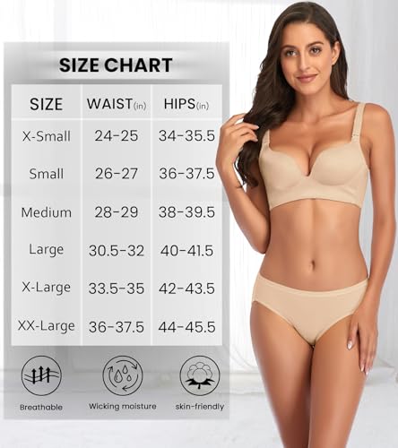 Image of CULAYII Women's Cotton Bikini Panties, High-Cut Full Coverage Stretch Cool Underwear for Women
