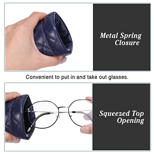 Moko Squeeze Top Sunglasses Pouch, 2Pcs Soft Eyeglasses Pouch Portable Sunglass Organizer Bag Protective Sunglasses Case For Women Men, White + Blue #TOP2