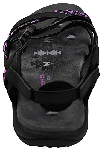 Skechers Reggae Slim - Vacay, Girl's Reggae Slim - Vacay Sandals, Black Pink, 11 US