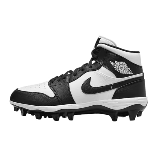 Nike Men's Jordan 1 Mid TB Football Cleats White/Black-Black FJ6805-100 11.5