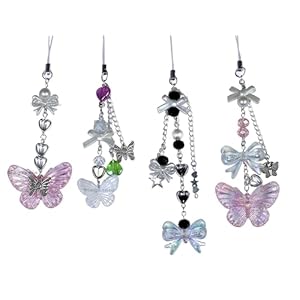Ringzanio Cute Phone Charm Girls Kawaii Bag Charm Cell Phone Strap Lanyard Acrylic Metal Chain Bag Gift for Girls 4 Pcs Charms Y2K Accessories 22
