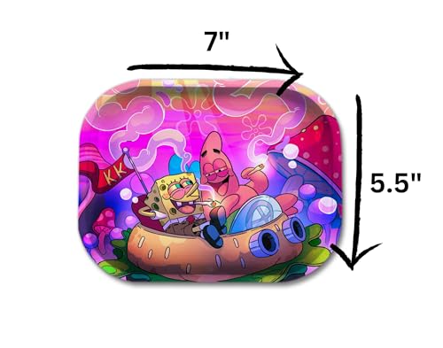 Cute Pink Cartoon Metal Rolling Tray 7''x5.5'' - Perfect Smoke Accessories for Rolling Papers, Grinders, Set and PreRolled Cones - Original Custom Fan Art - Image 3