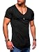 Produktbild behype. Herren Kurzarm Basic T-Shirt V-Neck Ausschnitt Oversize-Look 20-0002 Schwarz XL